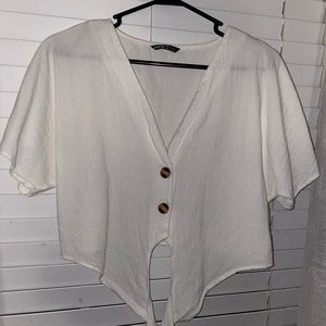 SHEIN Cropped Tie Shirt